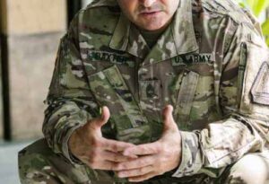 An army vet talks during a support meeting