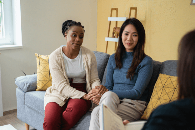 LGBTQ couple at a therapy session